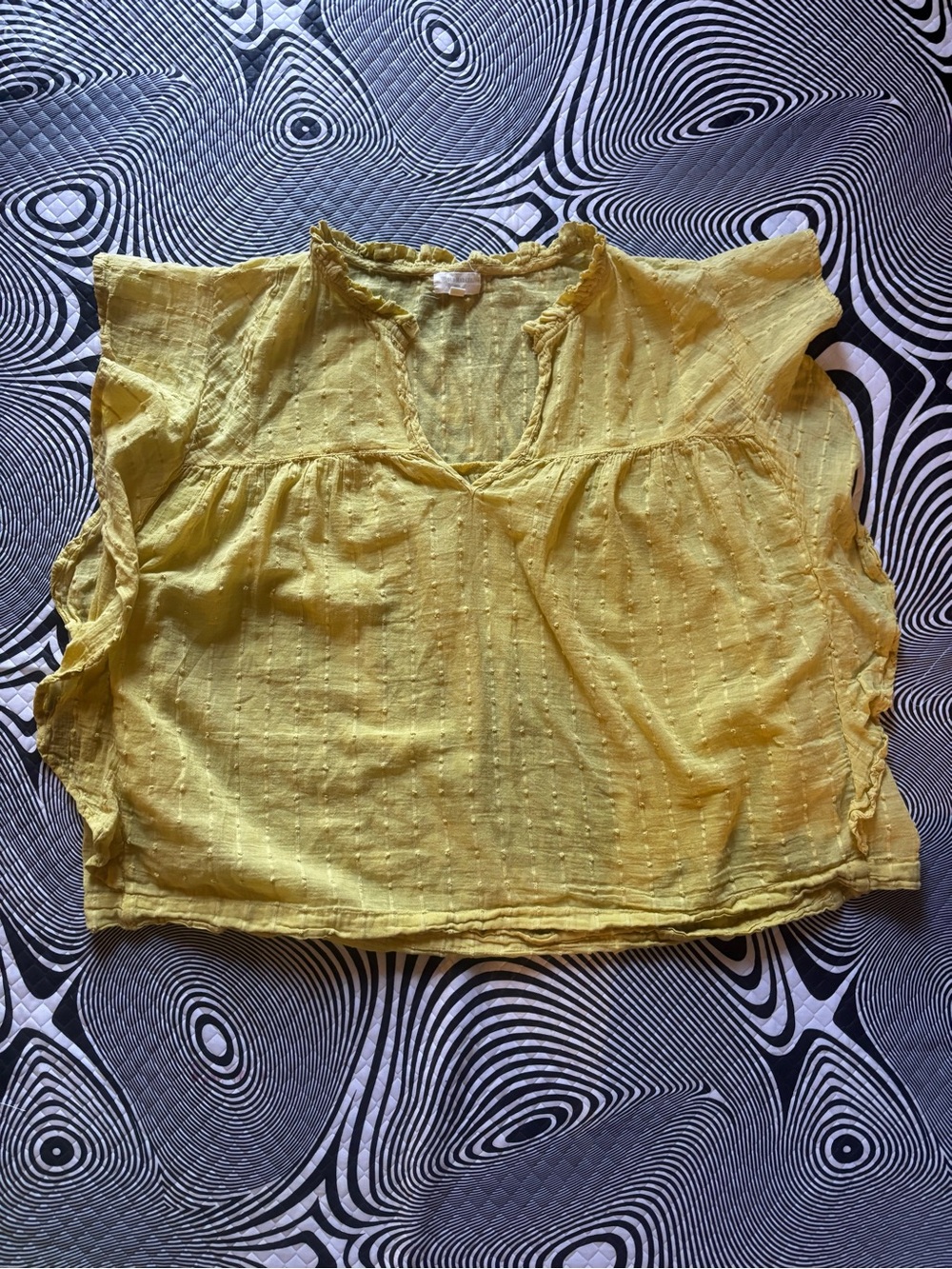 World Market Lightweight Yellow Women’s Flutter Sleeve Top